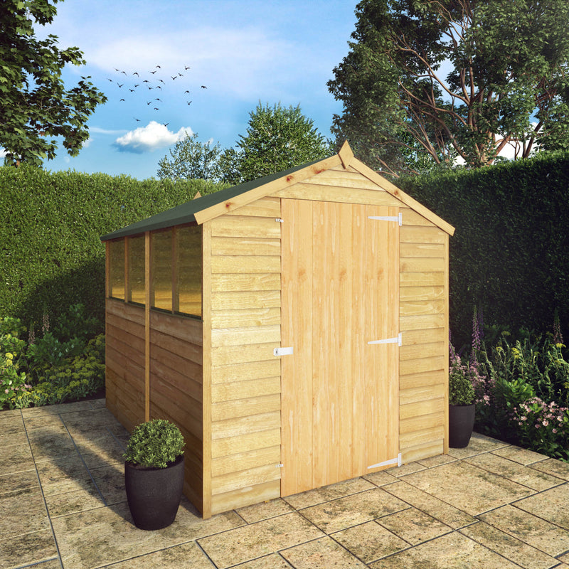 Mercia 8ft x 6ft Overlap Apex Shed - Single Door