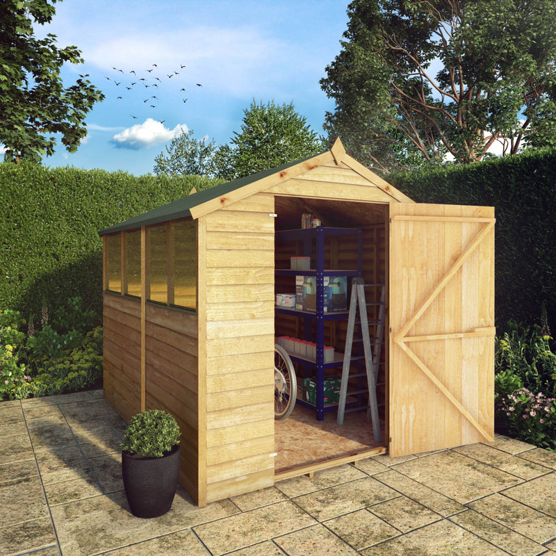 Mercia 8ft x 6ft Overlap Apex Shed - Single Door