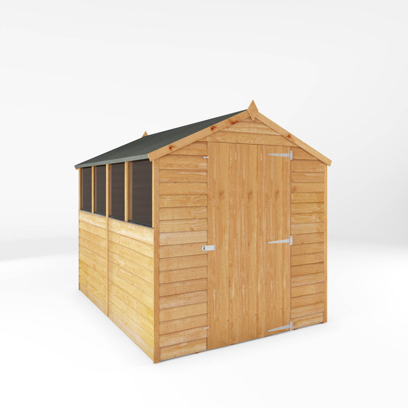 Mercia 8ft x 6ft Overlap Apex Shed - Single Door