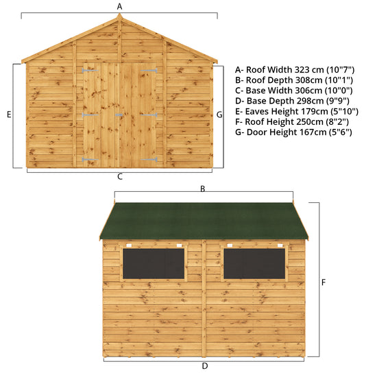 Mercia 10ft x 10ft Premium Shiplap Apex Workshop