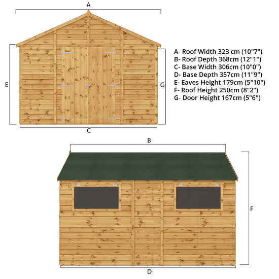 Mercia 12ft x 10ft Premium Shiplap Apex Workshop