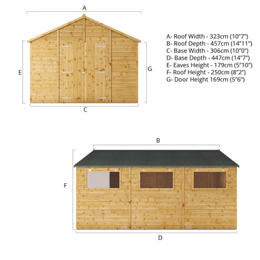 Mercia 15ft x 10ft Premium Shiplap Apex Workshop