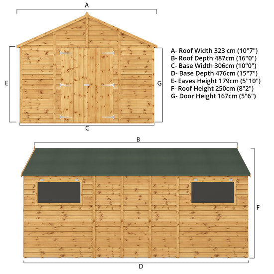 Mercia 16ft x 10ft Premium Shiplap Apex Workshop