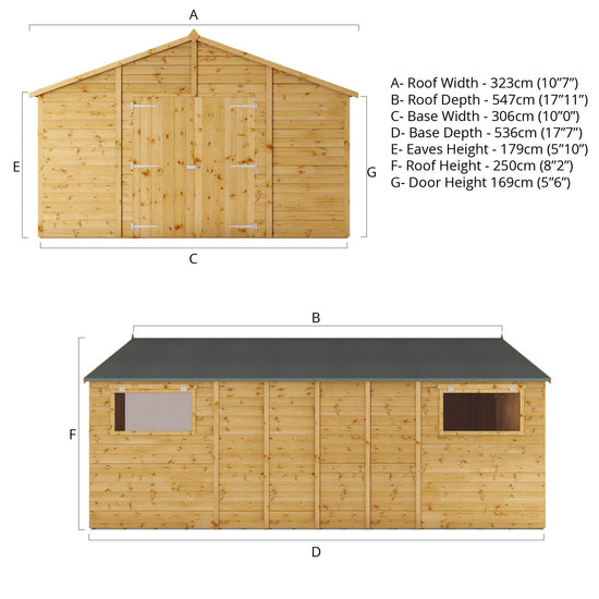 Mercia 18ft x 10ft Premium Shiplap Apex Workshop