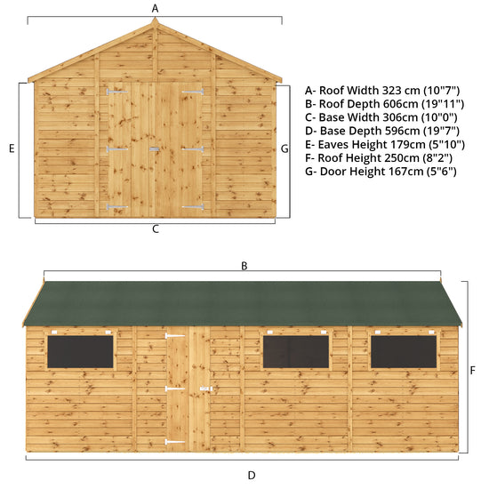 Mercia 20ft x 10ft Premium Shiplap Apex Workshop