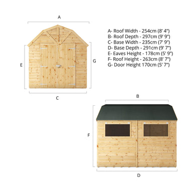 Mercia 10ft x 8ft Premium Shiplap Dutch Barn