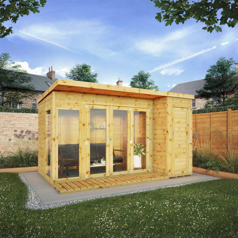 Mercia 12ft x 8ft Premium Garden Room Summerhouse With Side Shed