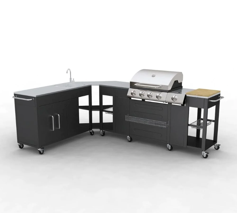 Outdoor Iconic Outdoor Kitchen on Wheels & BBQ with 4 Burners