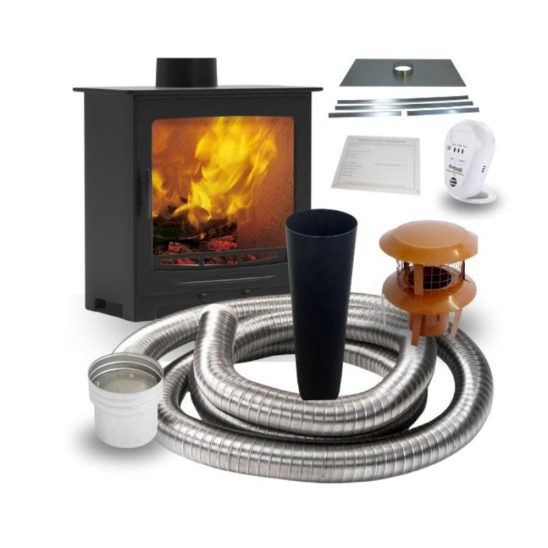 Castle Stoves Stirling Wood Stove with 10m Flex Package