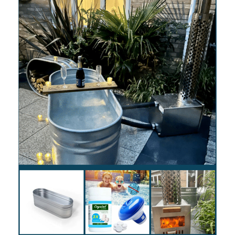 Hastings 4ft Oval Stock Tank and Wood Fired Square Heater Kit