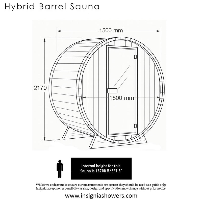 Insignia 2–3 Person Outdoor Hybrid Barrel Sauna