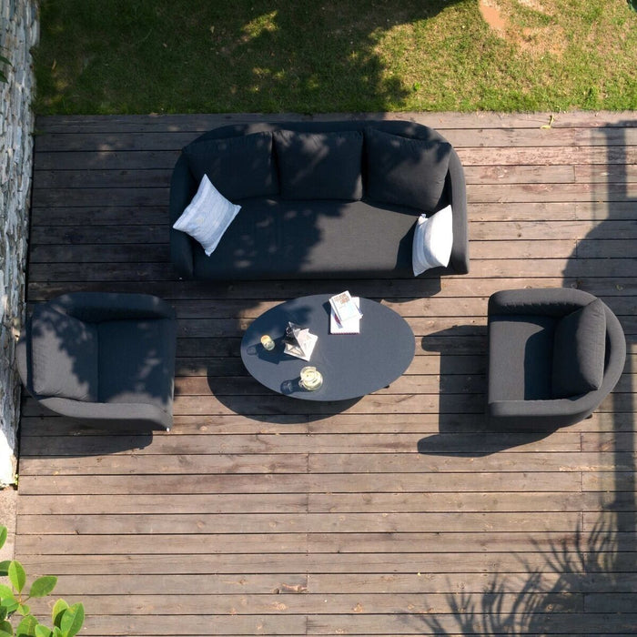 Maze Ambition 3 Seat Sofa Set with Oval Coffee Table Charcoal