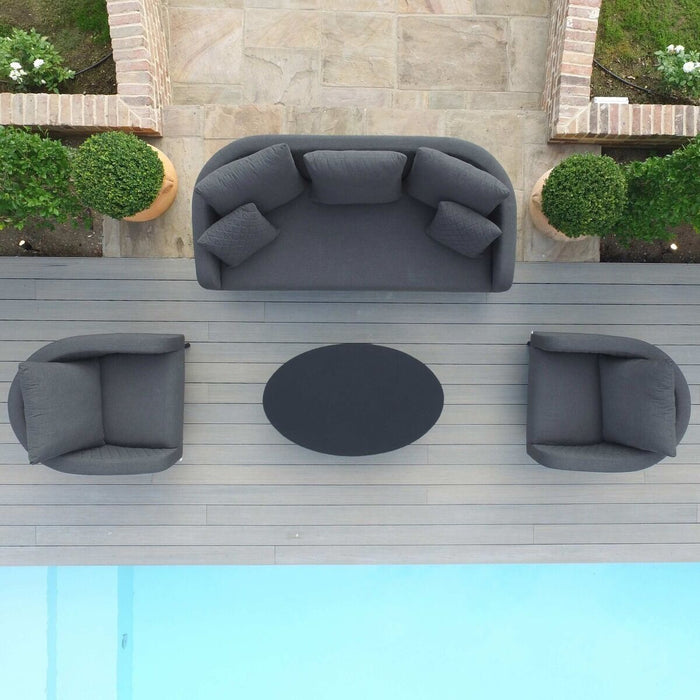 Maze Ambition 3 Seat Sofa Set with Oval Coffee Table Flanelle