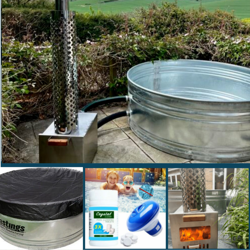 Hastings 4ft Round Stock Tank and Wood Fired Square Heater Kit