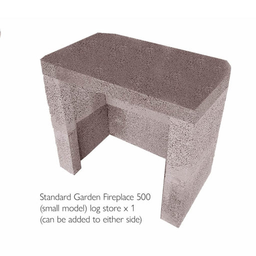 Concrete log store for a garden fireplace on a white background